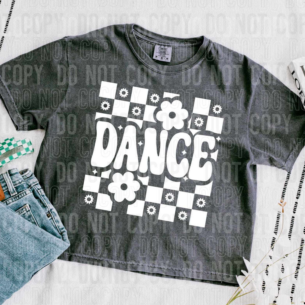 Dance checkered WHITE (SBB) 32062 DTF transfer