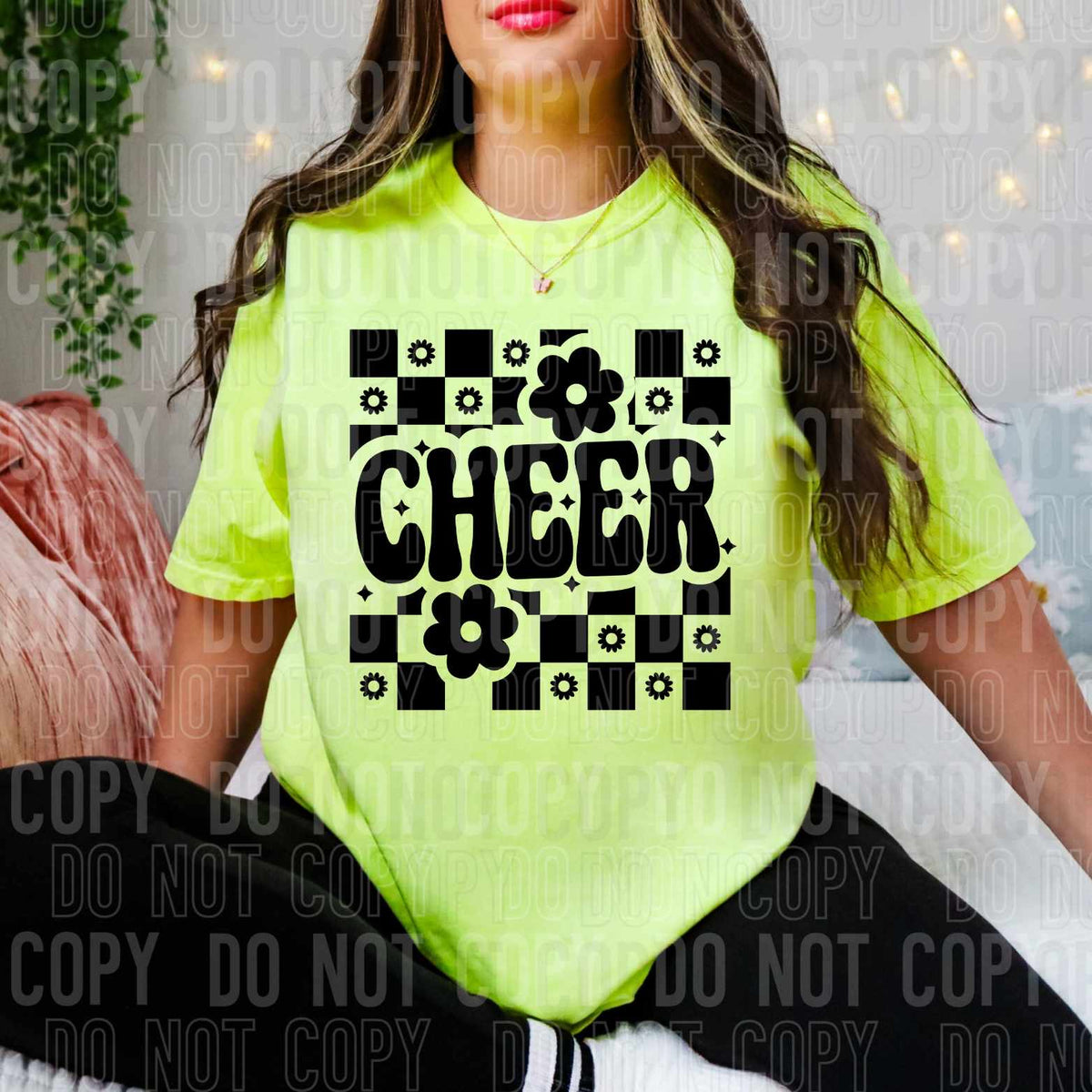 Cheer checkered BLACK 32060 DTF transfer