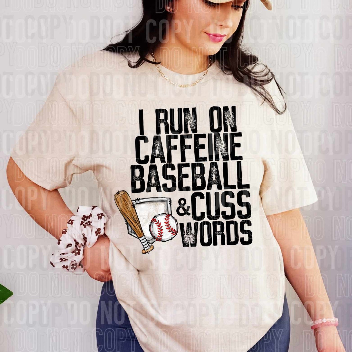 I run on caffeine baseball & cuss words (SBB) 32067 DTF transfer