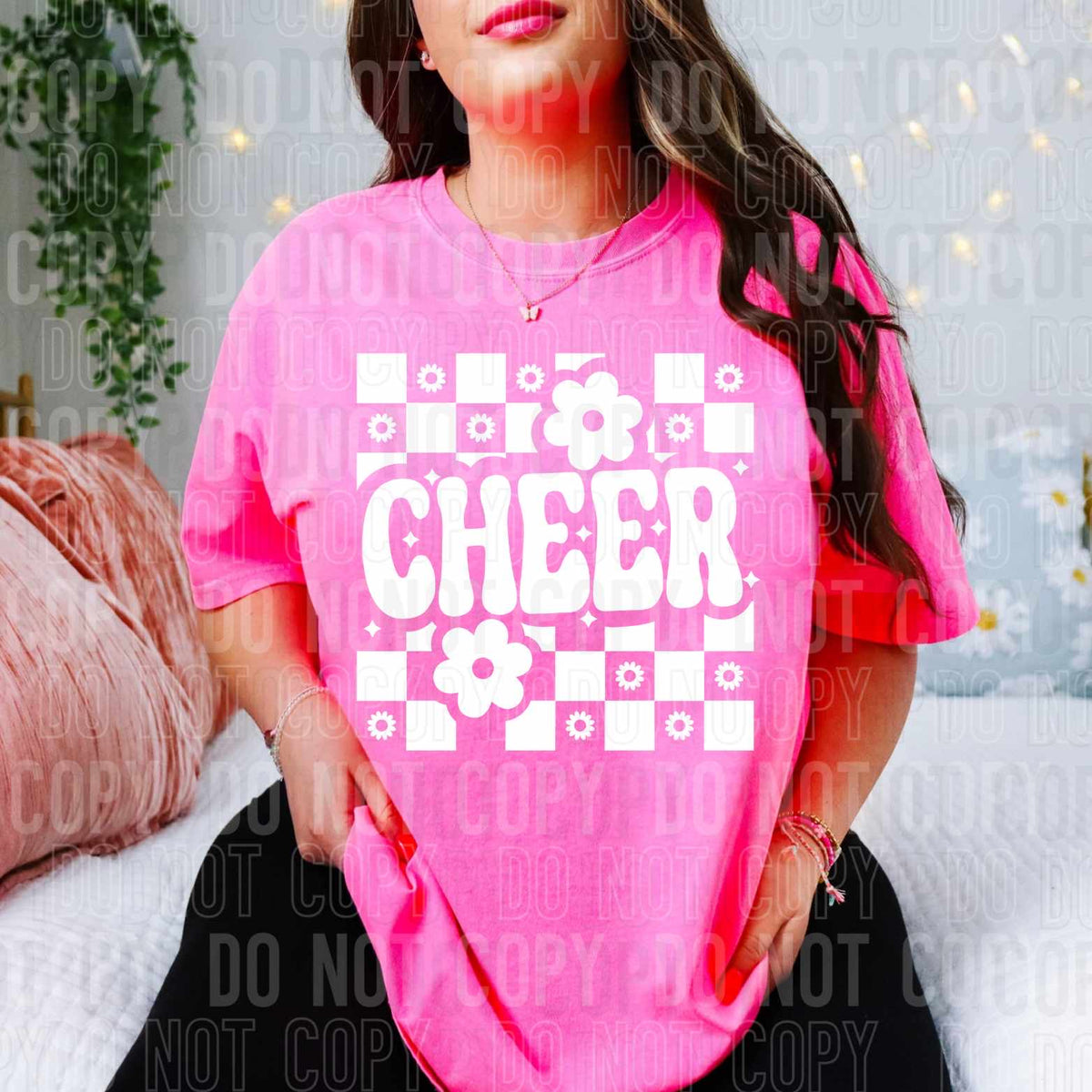 Cheer checkered WHITE 32059 DTF transfer