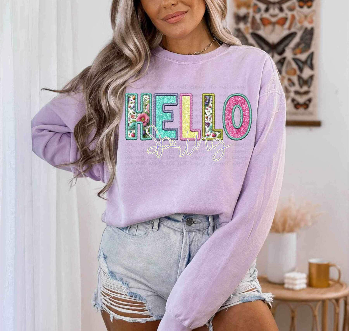 Hello spring embroidery 21974 DTF transfer