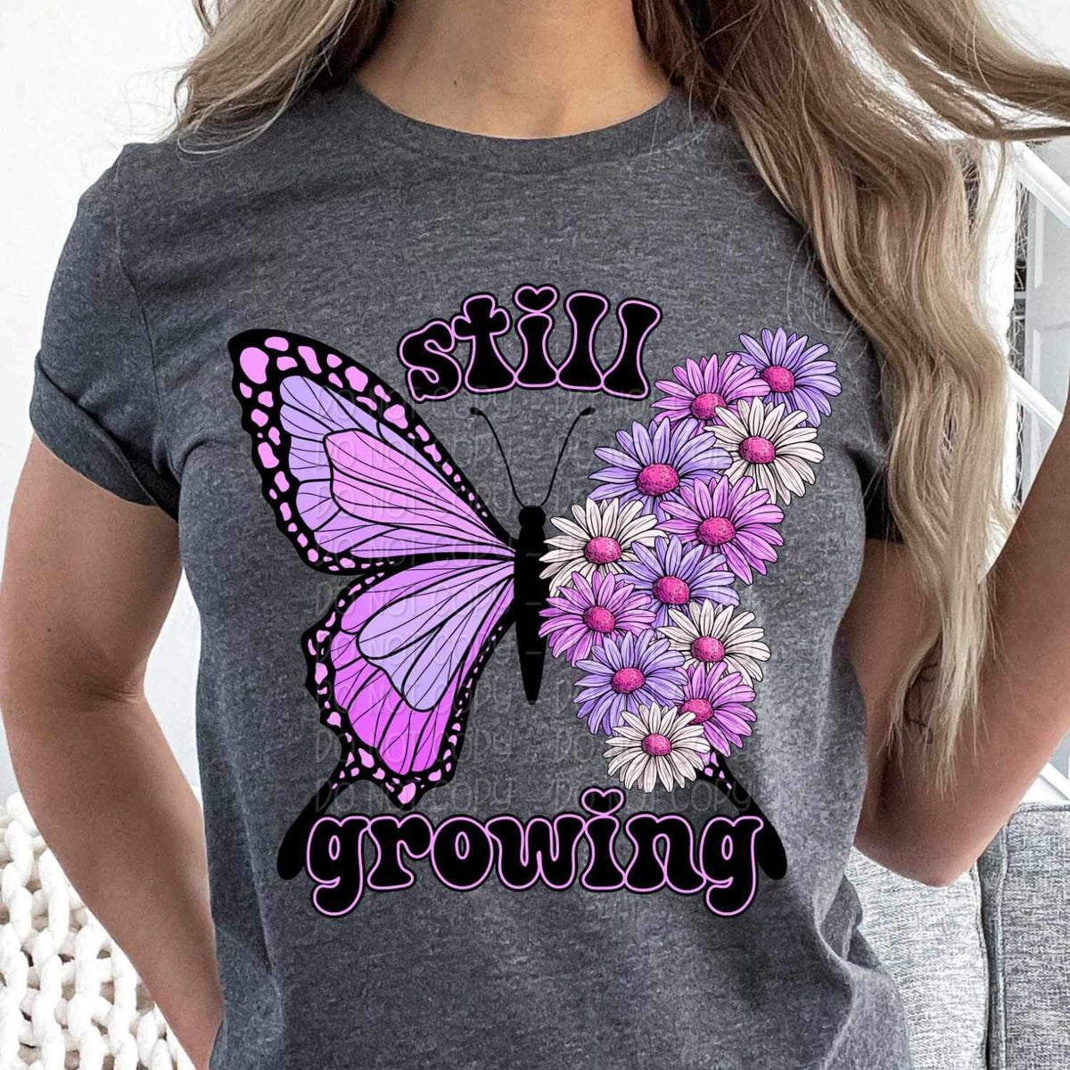 Still growing purple butterfly 21975 DTF transfer