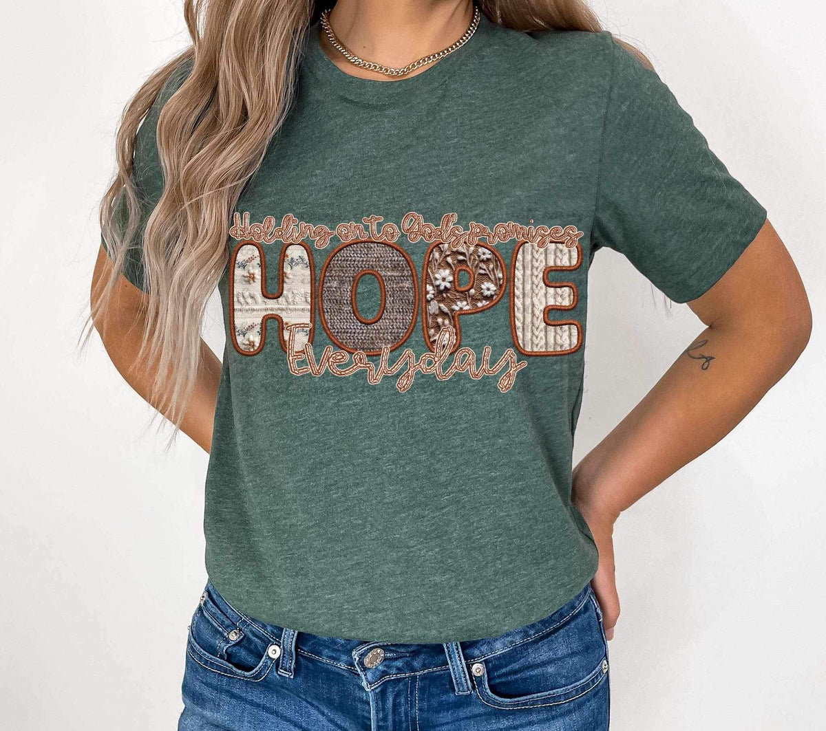 Holding onto gods promises hope everyday faux embroidery 21962 DTF transfer