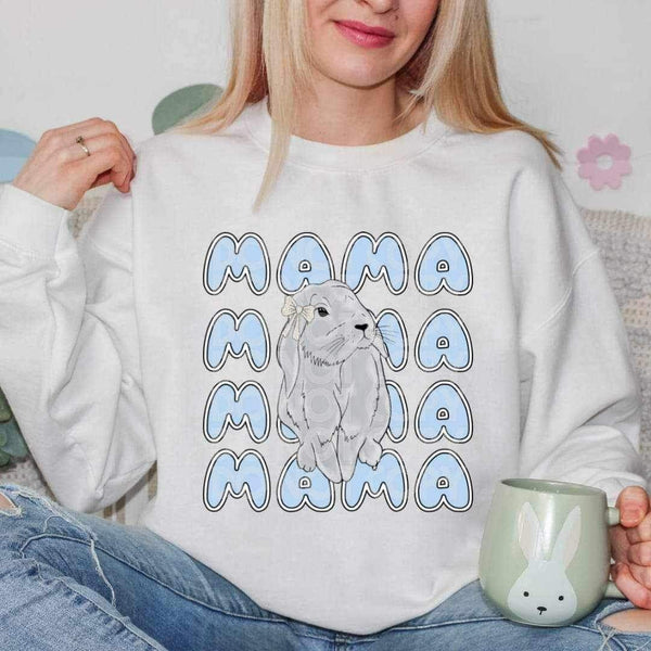 Mama blue font stacked with bunny 21985 DTF transfer