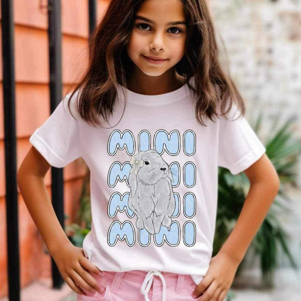 Mini blue font stacked with bunny 21984 DTF transfer