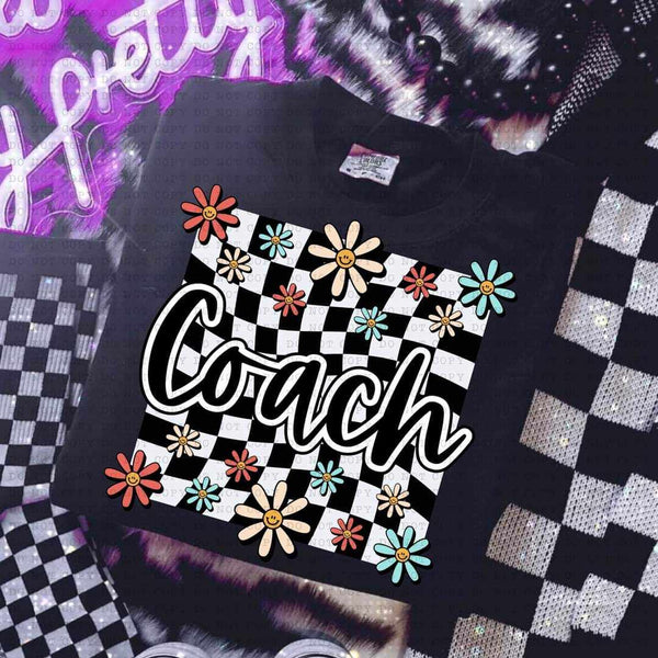 Coach white checkered with flowers (ECHT) 32164 DTF transfer