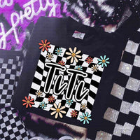 Titi white checkered with flowers (ECHT) 32158 DTF transfer