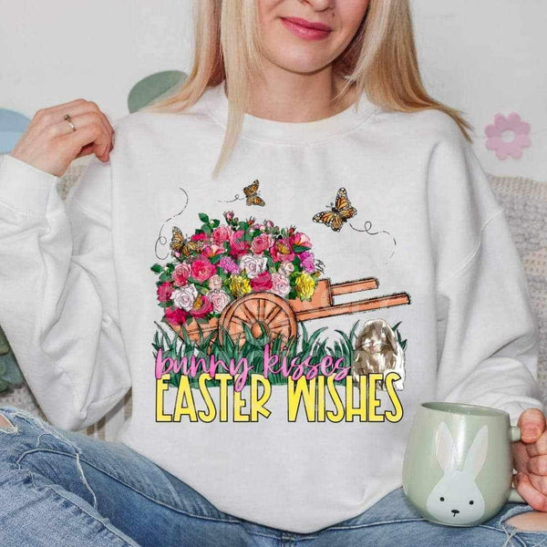 Bunny kisses easter wishes floral wagon (SSD) 21983 DTF transfer