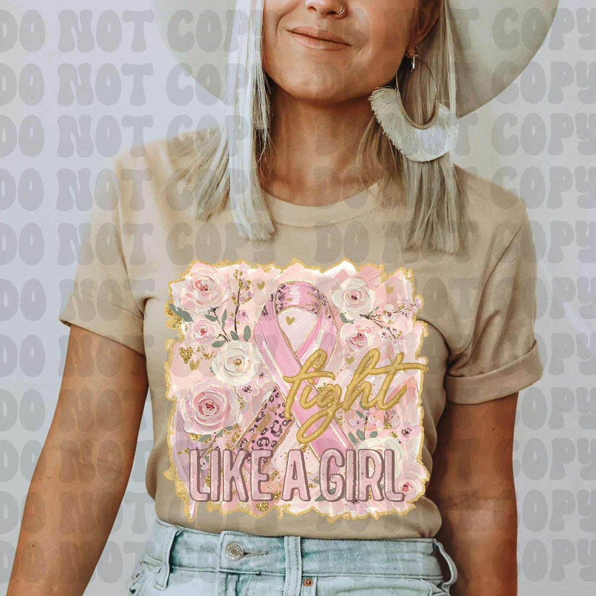 Fight like a girl ribbon sweet starlight DTF transfer