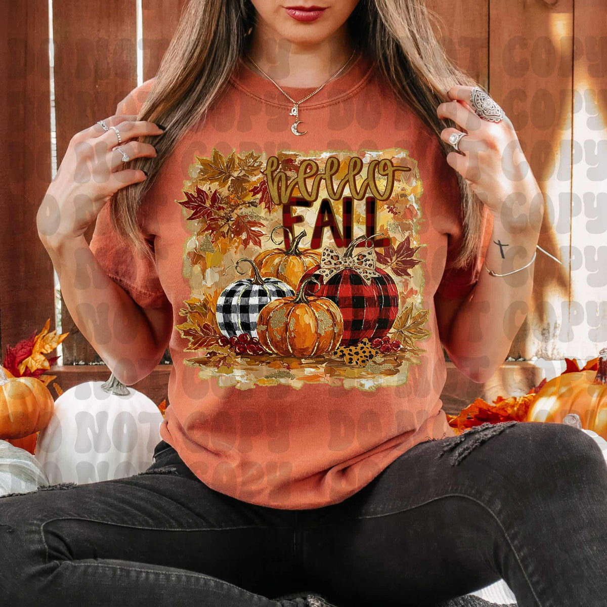 Hello Fall plaid (sweet starlight) DTF transfer