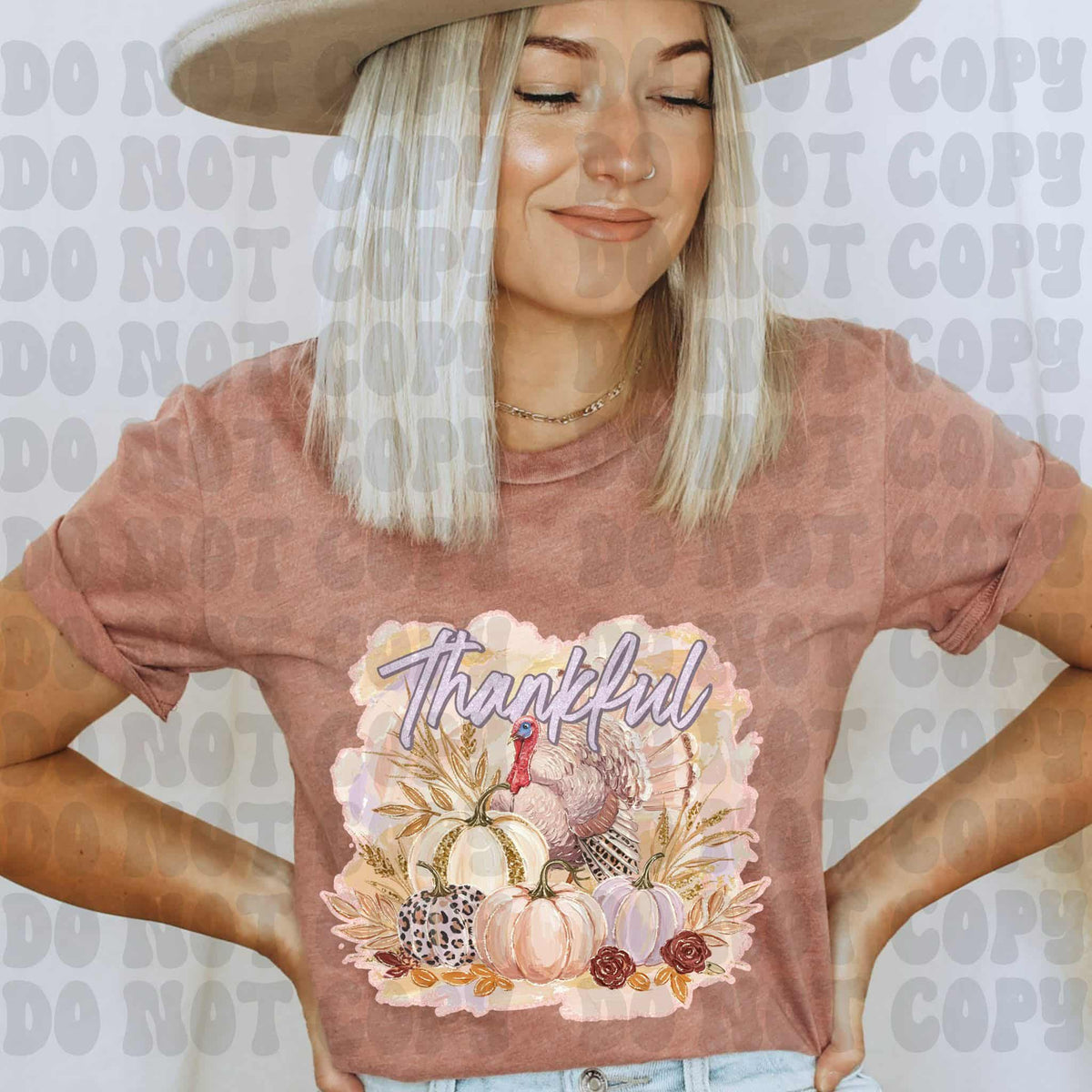 Thankful Turkey and Pumpkins (sweet starlight) DTF transfer