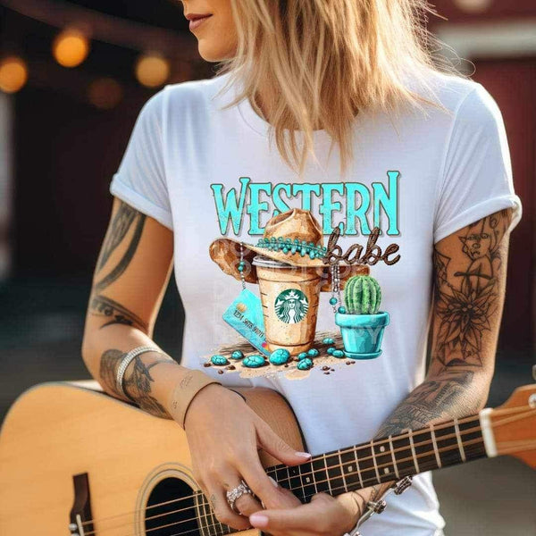 Western babe coffee and cactus (SSD) 21990 DTF transfer