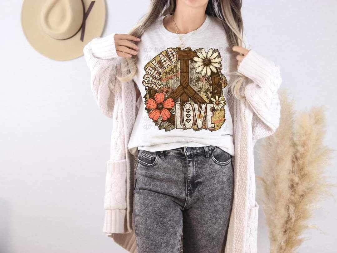 Spread love peace sign 23050 DTF transfer
