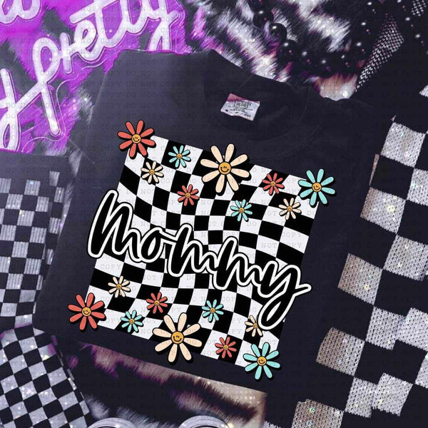 Mommy white checkered with flowers (ECHT) 32138 DTF transfer