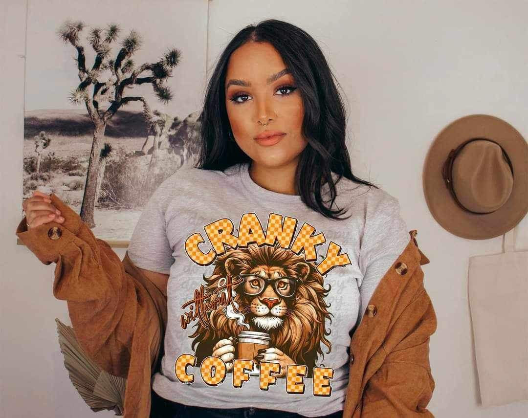 Cranky without coffee lion 23022 DTF transfer