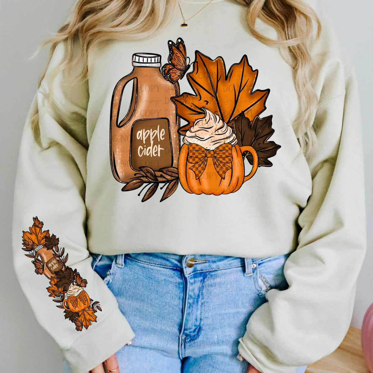 Fall Things apple cider and mug (front only) (ABD) DTF transfer