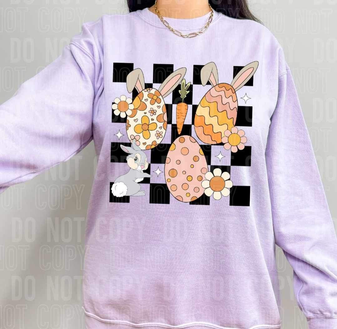 Retro easter eggs with checkered background (SBB) 23063 DTF transfer