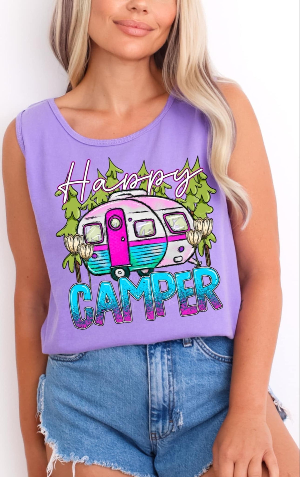 Happy camper pink camper 93319 DTF transfer