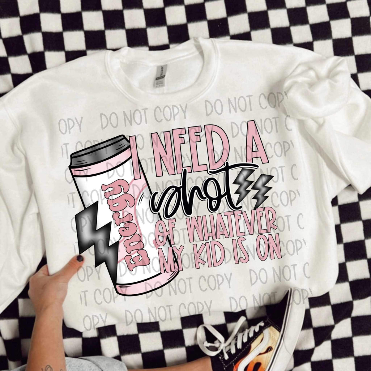 I need a shot of whatever my kid is on PINK FONT (SWB) 23091 DTF transfer