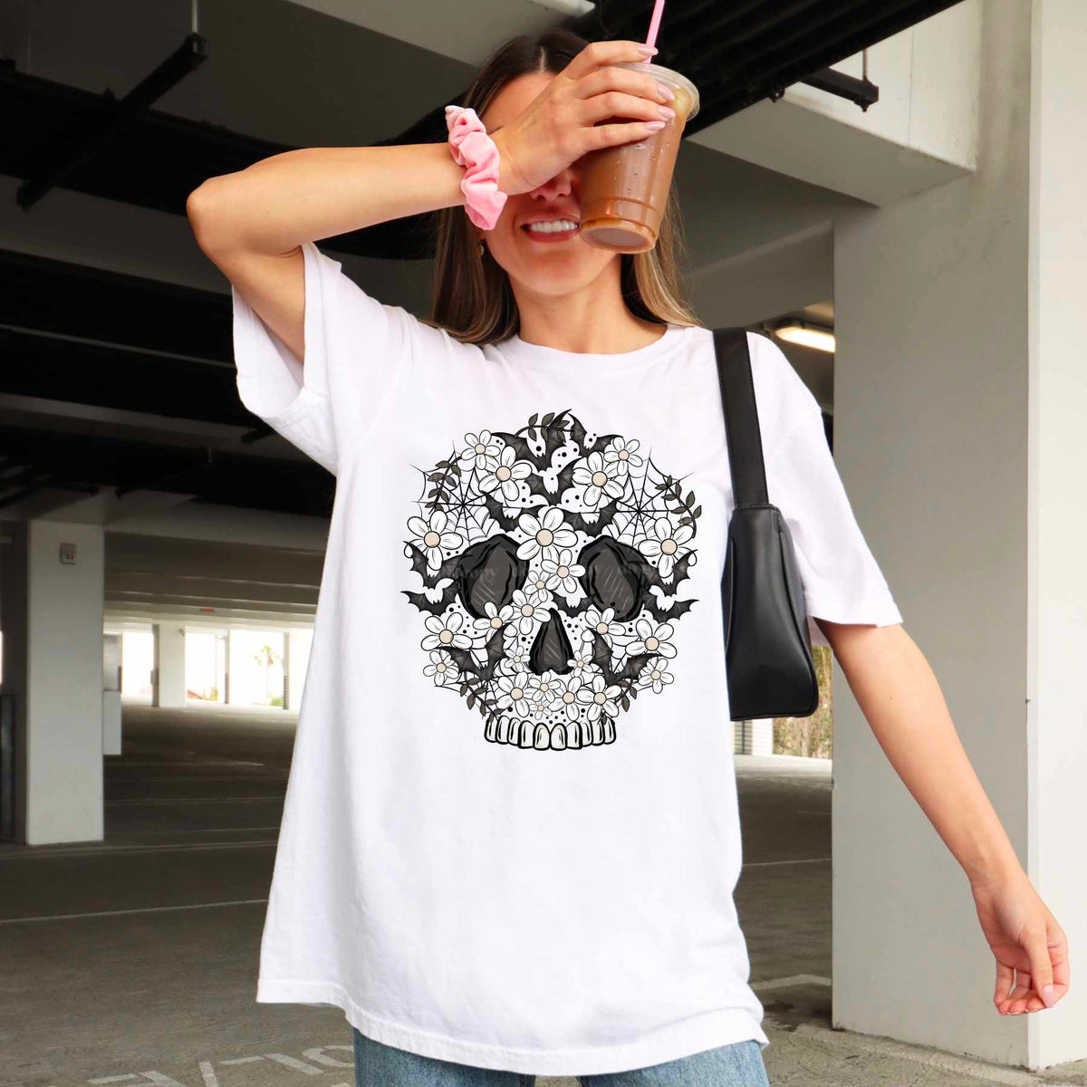 Floral and batty skull (CSC) 32213 DTF transfer