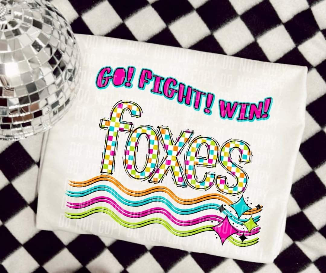 Go Fight Win foxes (CC) 44657 DTF TRANSFER