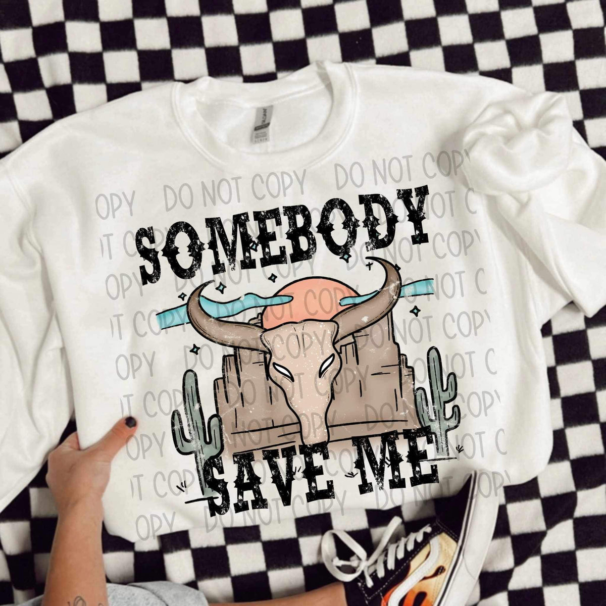 Somebody save me bull skull (SWB) 23071 DTF transfer