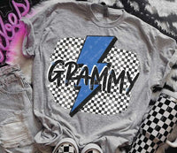 Grammy checkered with blue lightning bolt 32235 DTF transfer