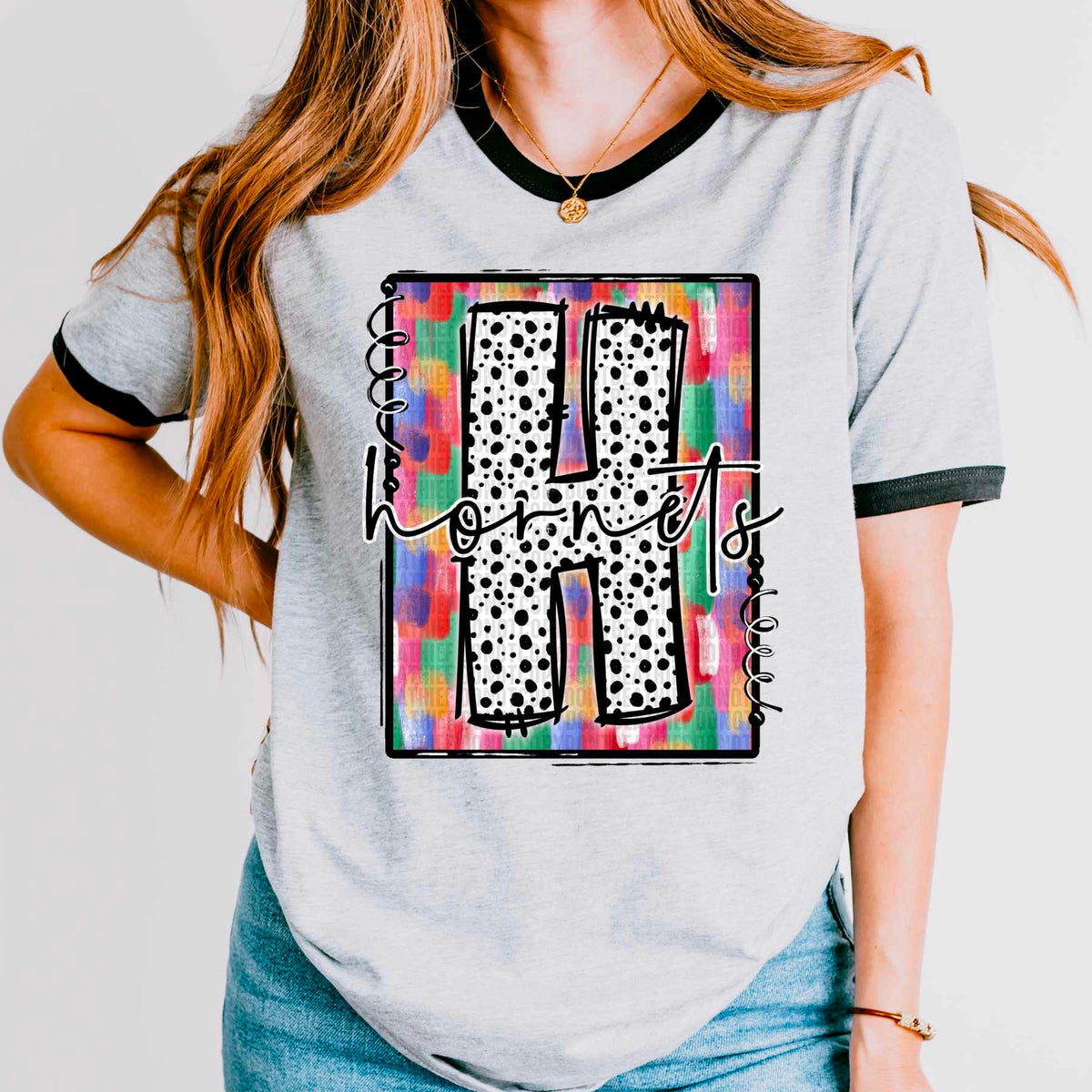 H hornets dotted font brush stroke background 32305 DTF transfer