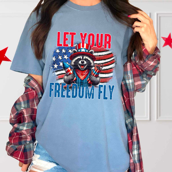 Let your freedom fly raccoon 32268 DTF transfer
