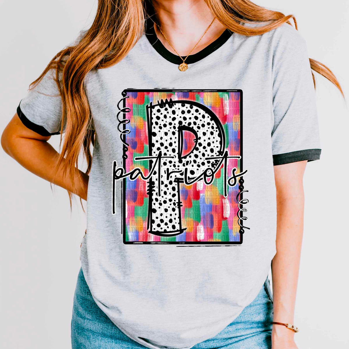 P patriots dotted font brush stroke background 32308 DTF transfer