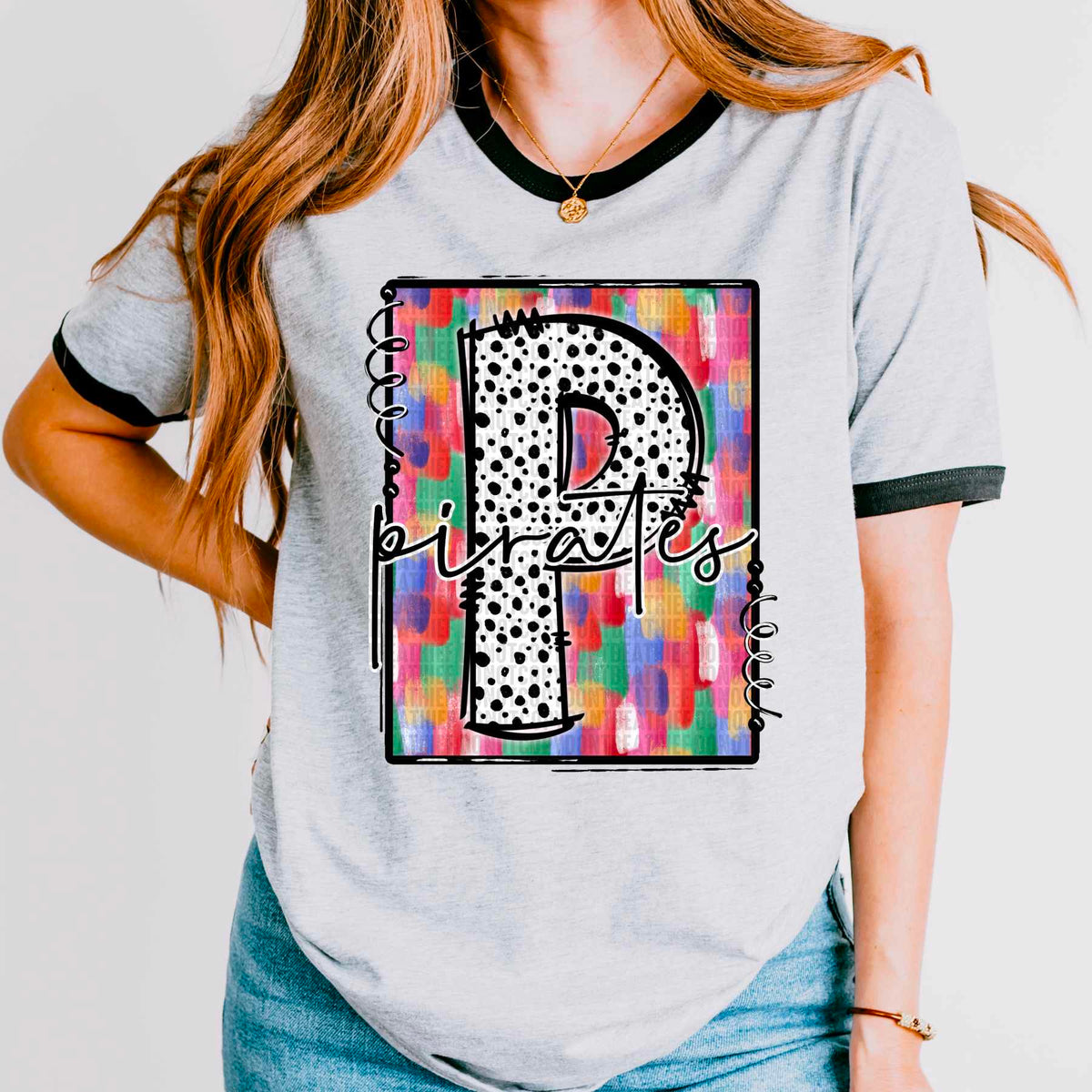 P pirates dotted font brush stroke background 32307 DTF transfer