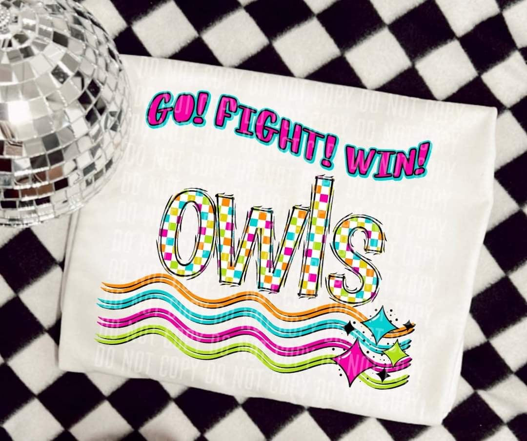 Go Fight Win owls (CC) 44599 DTF TRANSFER