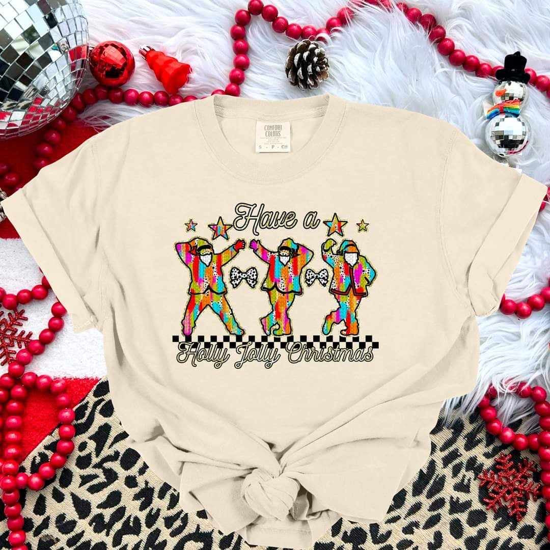 Have a Holly jolly Christmas groovy Santa’s (HW) 64722 DTF transfer