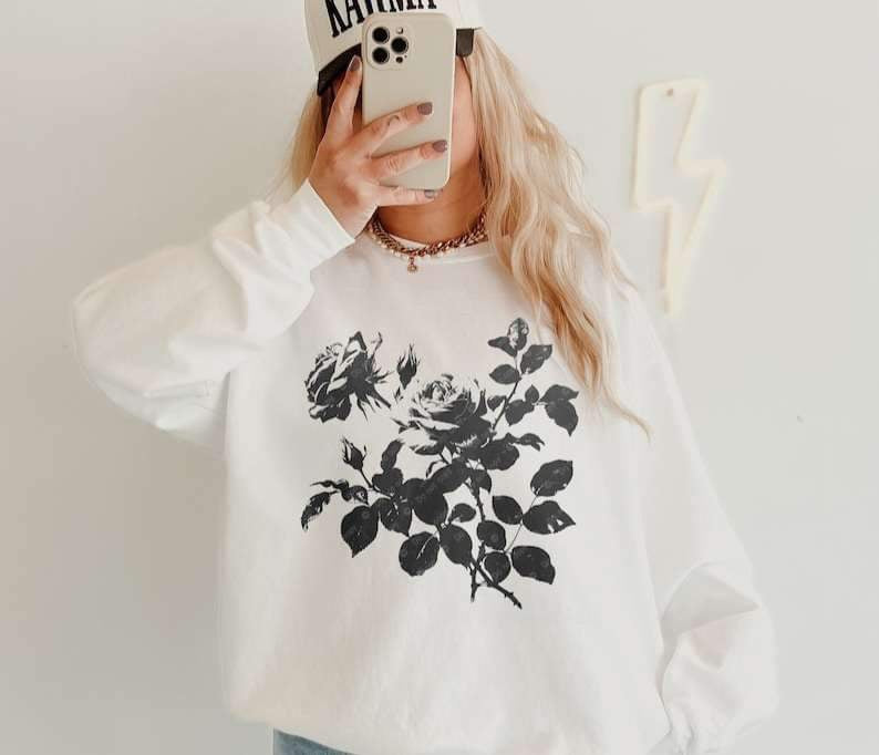 BLACK flowers (2 flowers) 23138 DTF transfer