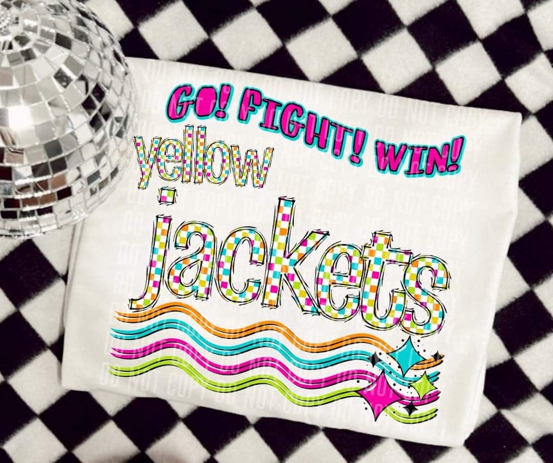 Go Fight Win yellow jackets (CC) 44571 DTF TRANSFER