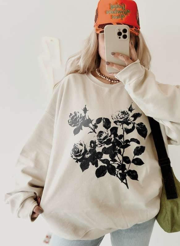 BLACK flowers (4 flowers) 23137 DTF transfer