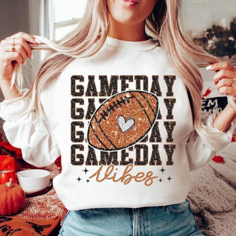 Game day vibes stacked glitter 44775 DTF transfer
