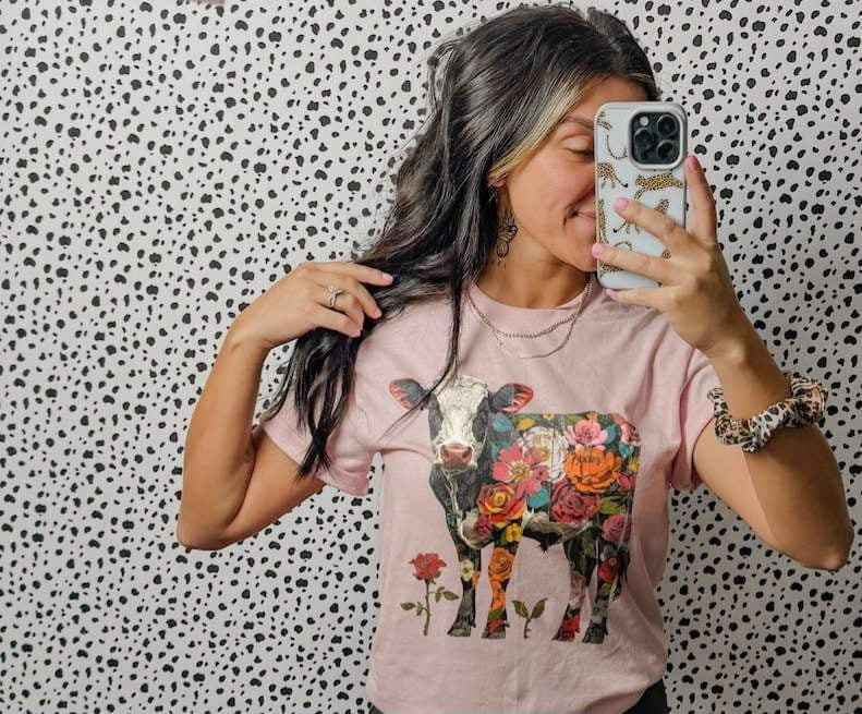 Floral cow 23127 DTF transfer