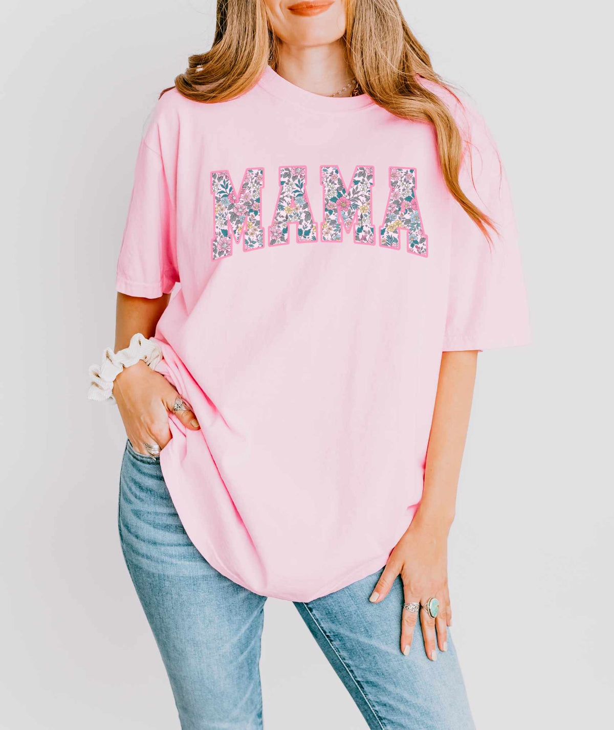 Mama floral pink outline 32338 DTF transfer