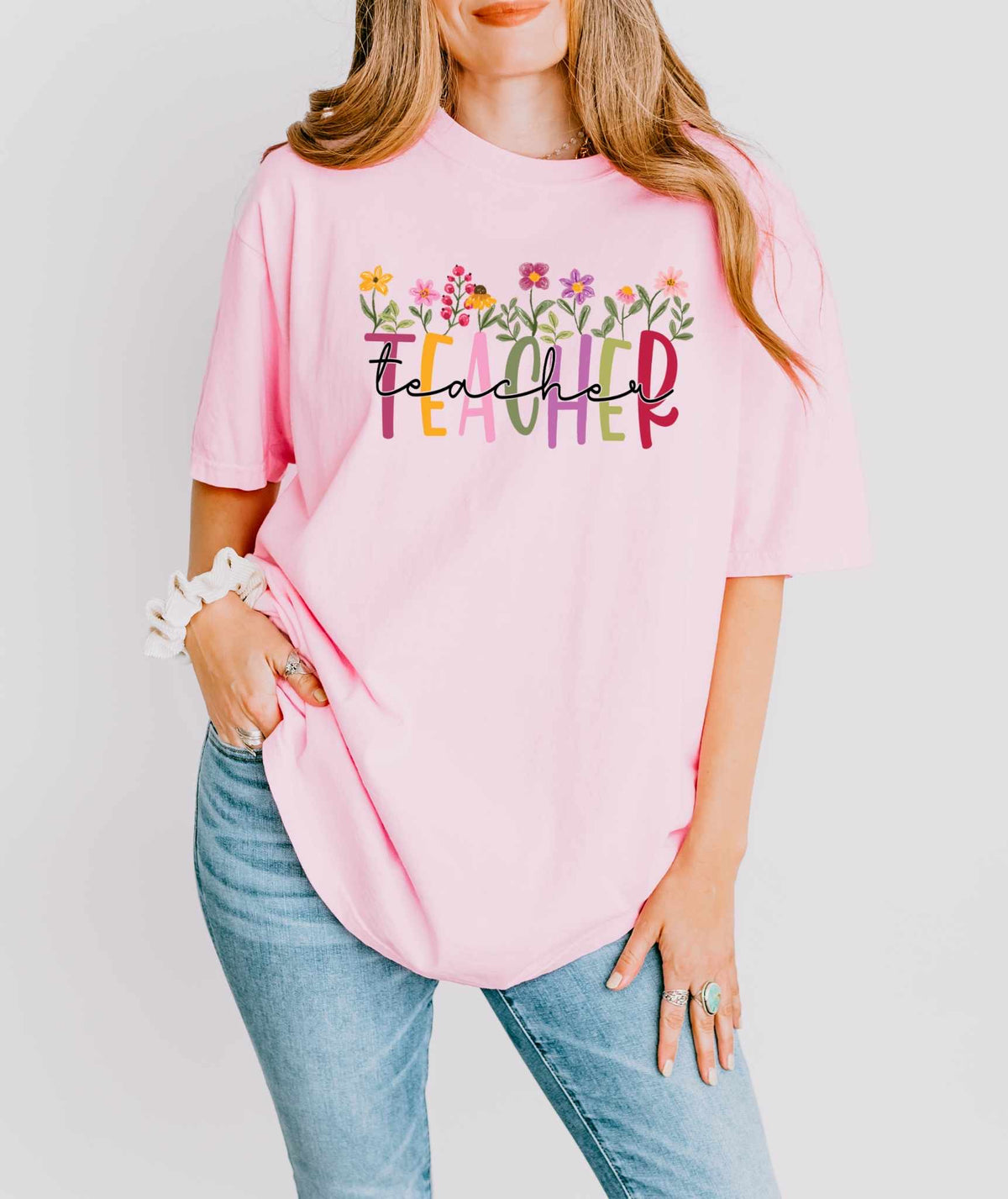 Teacher with flowers 32333 DTF transfer
