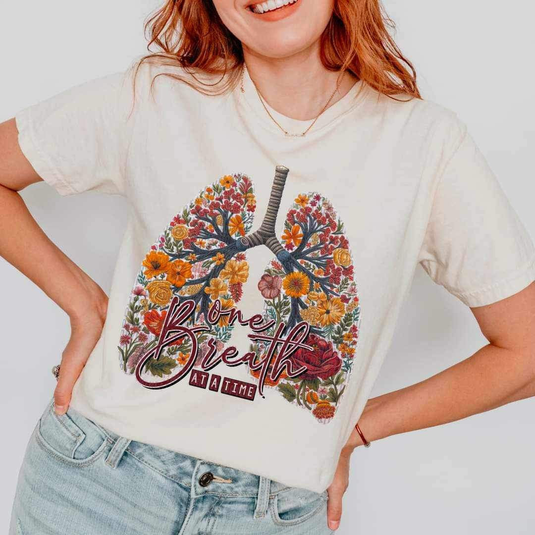 One breath at a time floral lungs 23173 DTF transfer