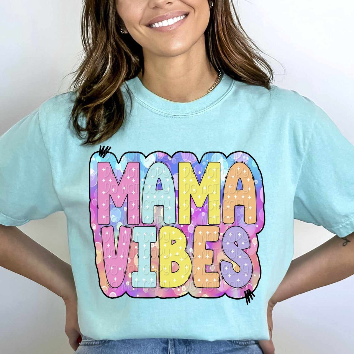 Mama vibes colorful bubble background 32368 DTF transfer