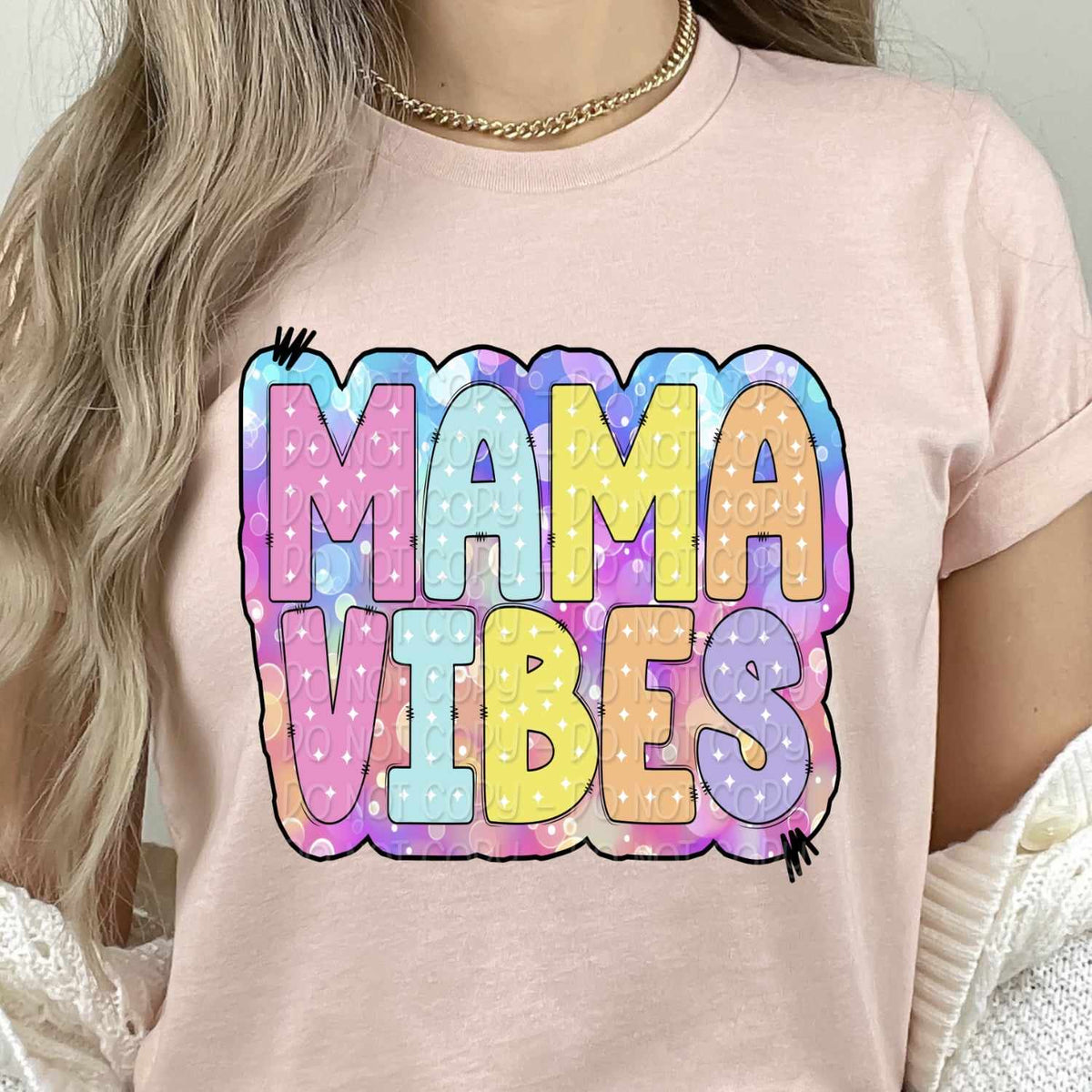 Mama vibes colorful bubble background 32368 DTF transfer