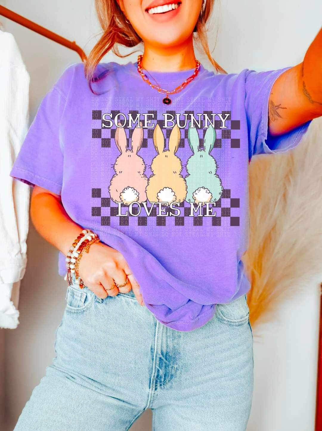 Some bunny loves me pastel bunnies (DDD) 23195 DTF transfer