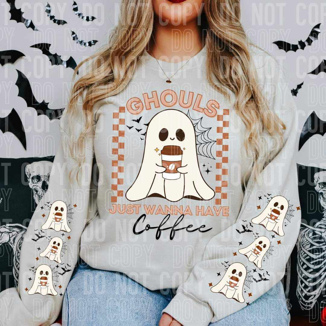 Ghosts with coffees SLEEVE ONLY (SBB) 50188 DTF transfer
