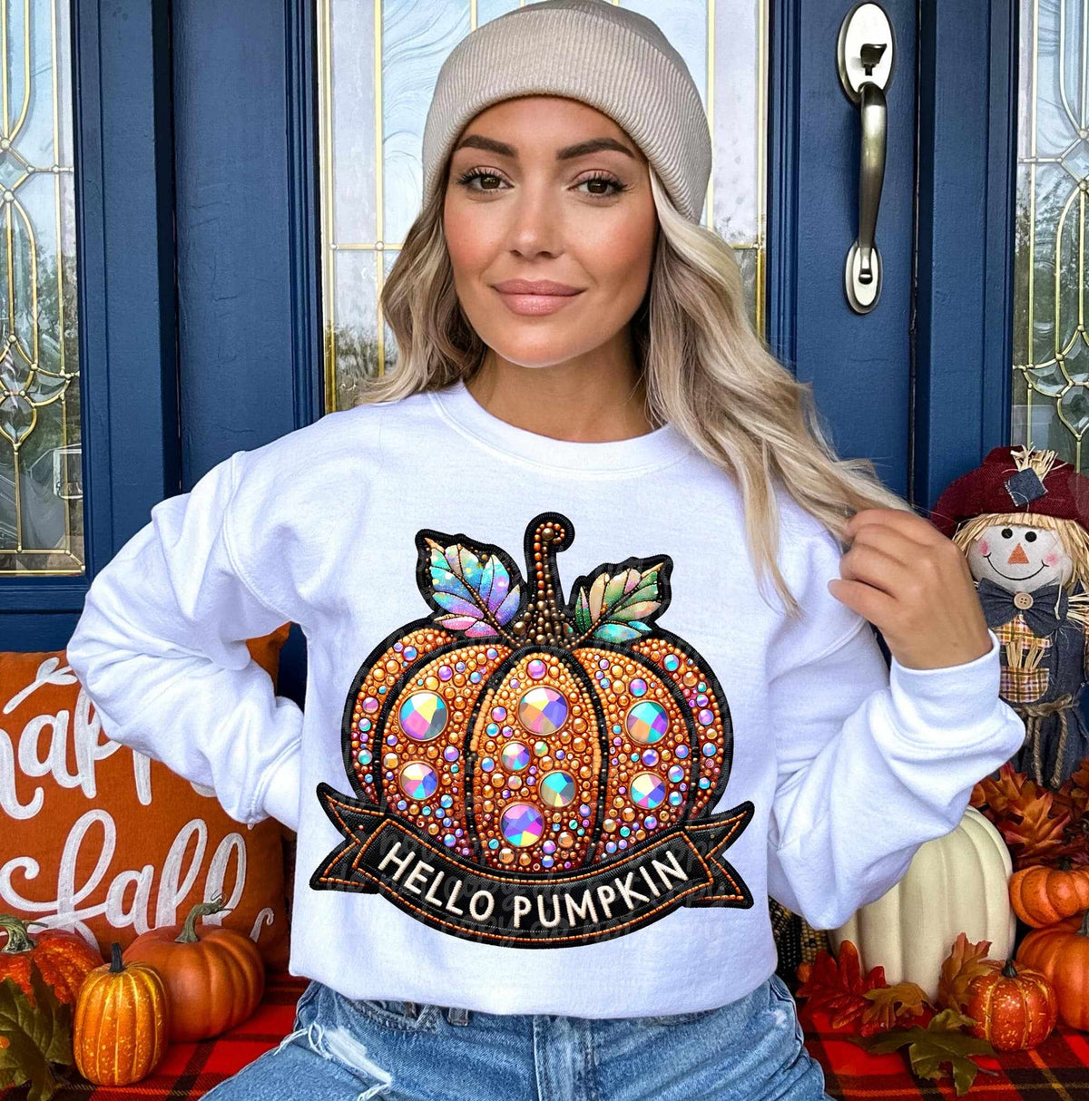 Hello pumpkin rhinestone 50198 DTF transfer