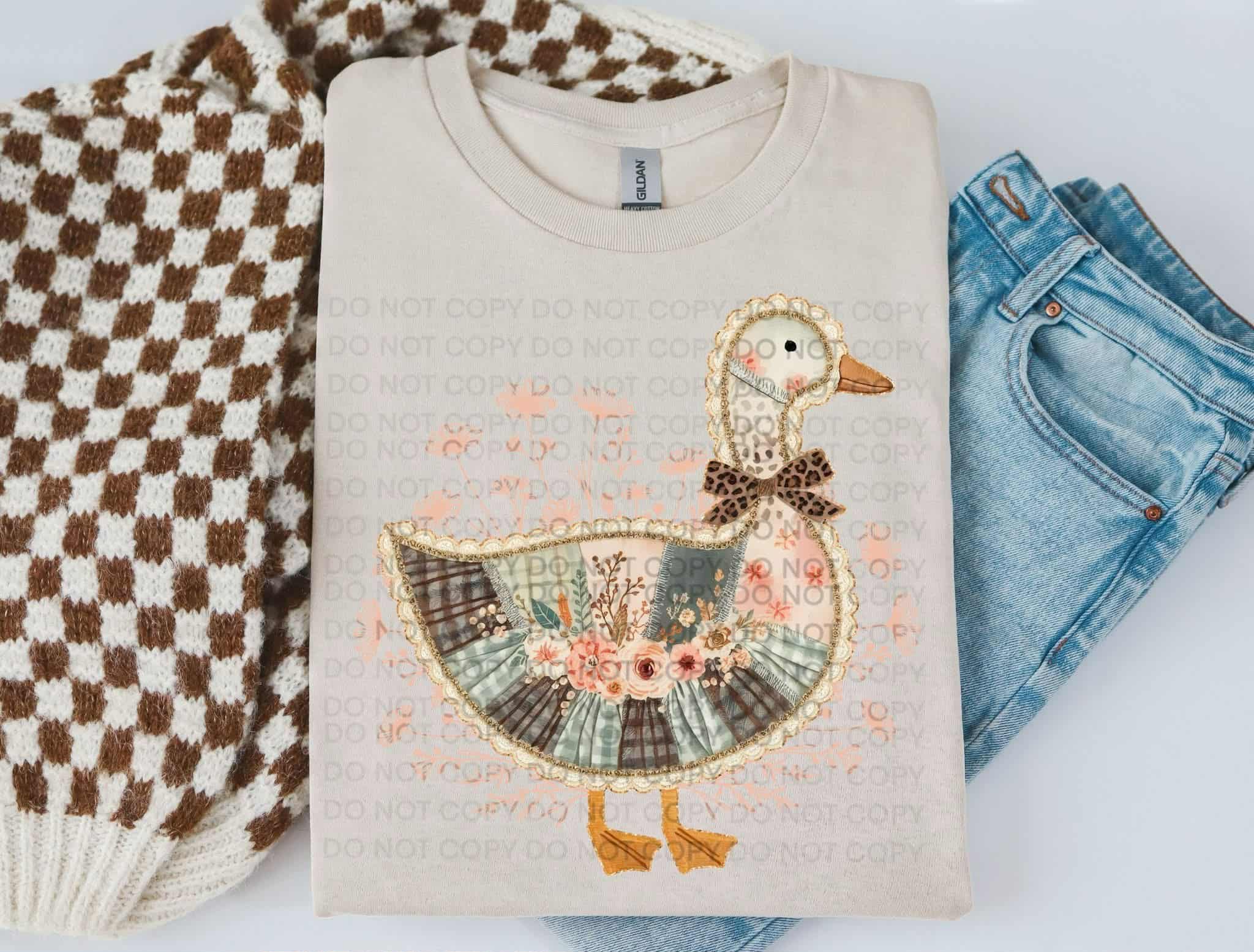 Patchwork goose (SCG) DTF transfer – Mud & Grace Transfers