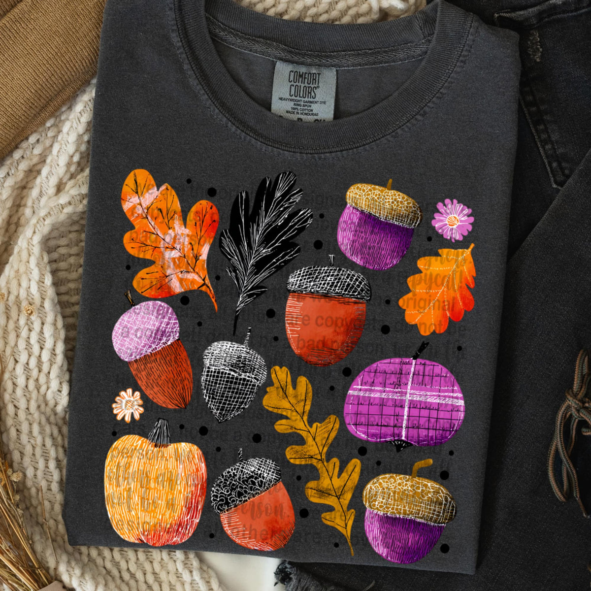 Acorns and leaves collage (TTD) DTF transfer