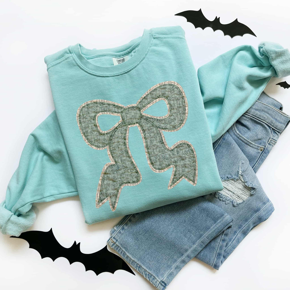 Wavy Greenery Bow SDD DTF transfer