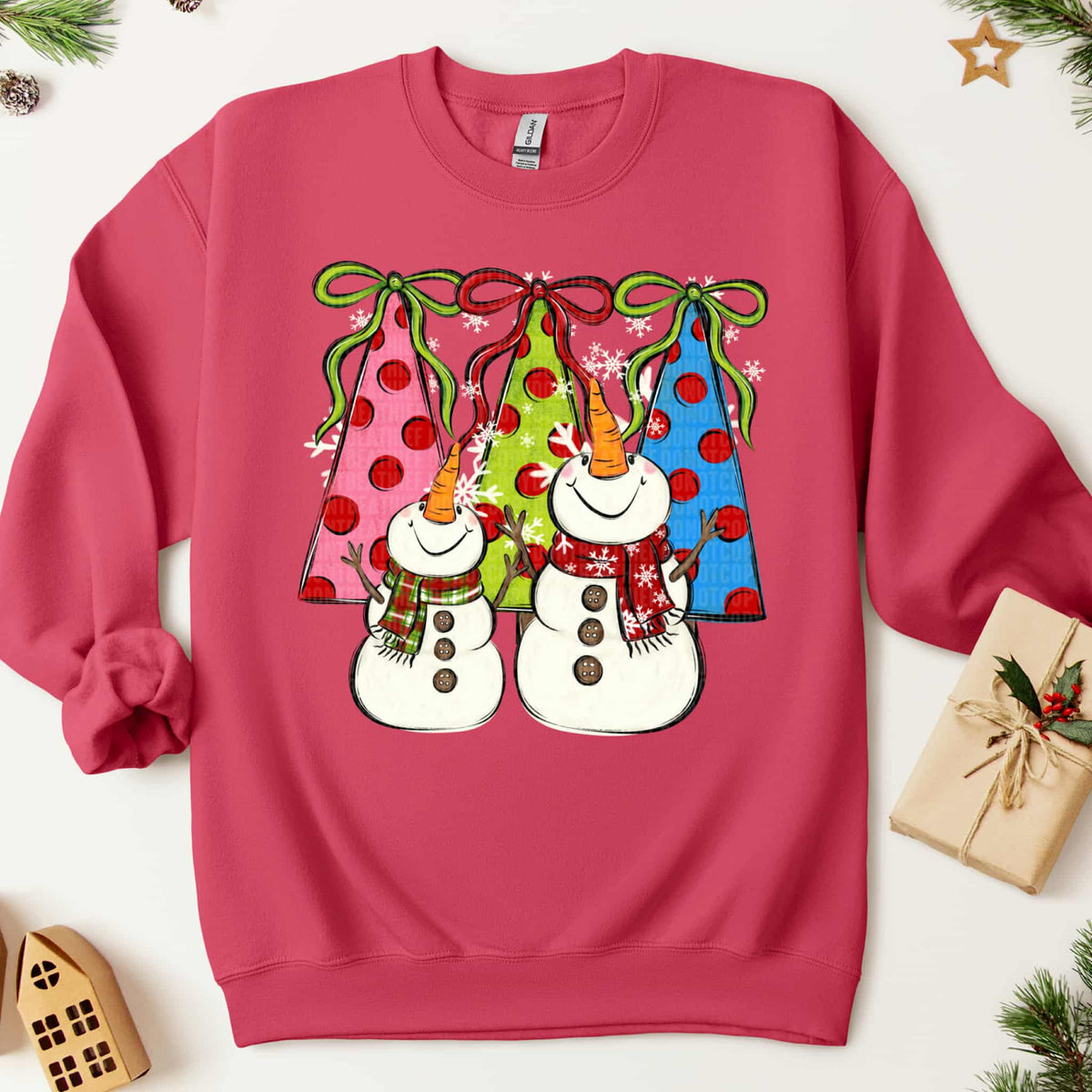 Snowmen and Trees SDD DTF transfer
